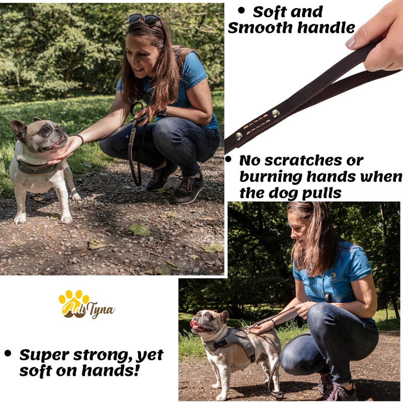 ADITYNA - Premium Leather Dog Leash - 6 ft, Heavy-Duty, Soft & Strong for Small/Medium Dogs (Medium: 6 ft x 5/8", Black) Medium: 6 ft x 5/8" - PawsPlanet Australia