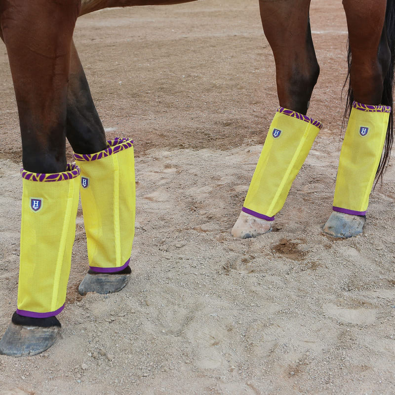Fine Mesh Fly Boots Loose Fitting & Non-Slip Horse Fly Leggings Fleece Air Flow (Set of 4) Summer Lime Medium