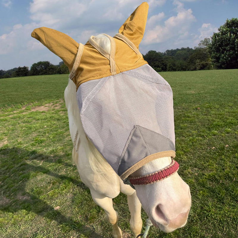 Horse Fly Mask with Ears – Fly Masks with Ears - Non-Heat Transferring Mesh – 70% Uv Protection - Breathable Equine Fly Mask – Size Horses – Soft and Comfortable Face Flymask - PawsPlanet Australia