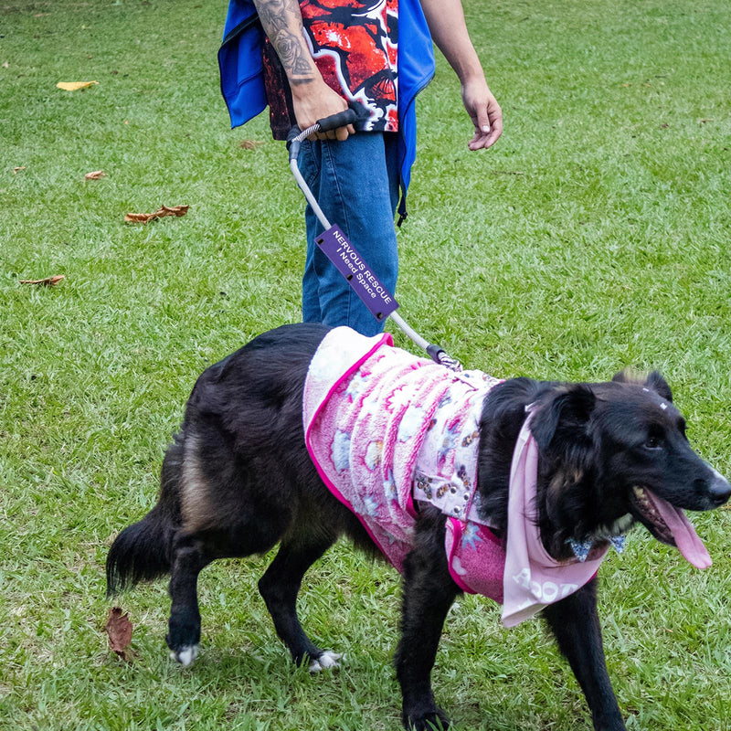 Nervous Dog Leash Sleeve Nervous Rescue Space Dog Leash Wrap Social Distancing Dog Patch (Nervous Rescue Space) - PawsPlanet Australia
