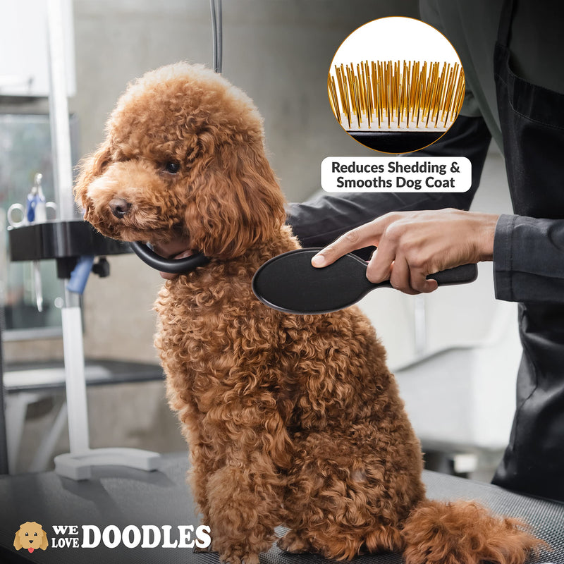 We Love Doodles Pin Brush for Dogs, Pet Grooming Detangler Pin Dog Brush, Dog Brush for Shedding and Removing Loose Fur, Lightweight Beech Wood with Gold Plated Pins for Long Hair Pets - PawsPlanet Australia