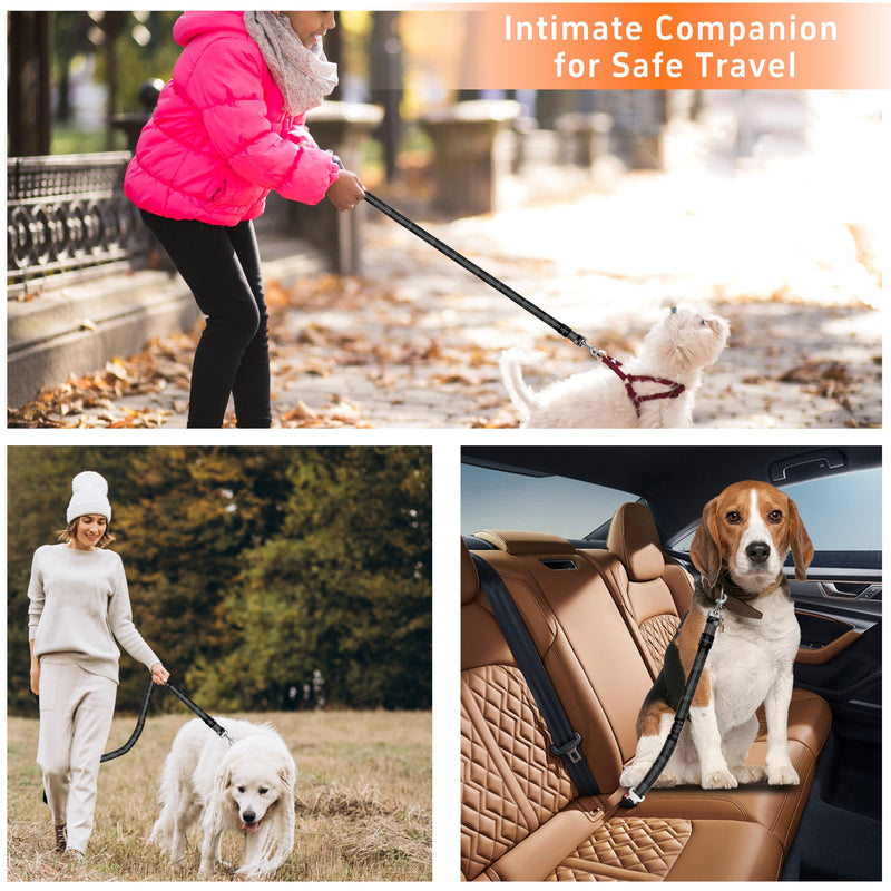 Dog Car Seat Belt for Car, 3 Piece Set Retractable Dog Car Harness Adjustable Reflective Dog Seatbelt for Vehicle Headrests, Dog Safety Restraint Seatbelt Heavy Duty& High Elastics, Black 01-2PCS Black - PawsPlanet Australia