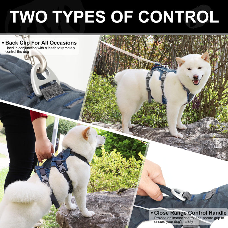 Escape Proof Dog Harness, Lightweight Full Body Pet Vest with Lift Handle and Leash Clip, Reflective Adjustable Small Dog Harness for Daily Walking(Grey,Chest:14-22") XS: Chest 14-22", Fit 8-12 lbs Grey - PawsPlanet Australia