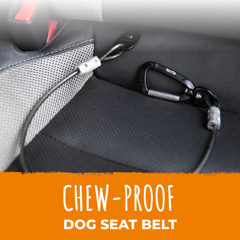 Mighty Paw Dog Seat Belt Vehicle - Chew-Proof Dog Belt - Great for Teething Puppies - Latch Bar Attachment Like Child's Car Seat - Aviation Aluminum Carabiner - Strong Enough for Climbers - 850+ LB Large Black - PawsPlanet Australia