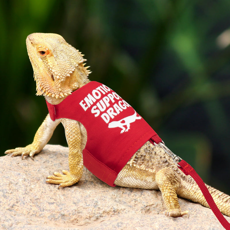 Bearded Dragon Harness and Leash Set - Escape Proof Adjustable Lizard Reptiles Harness with 5 ft Short Leash for Walking Outdoor Red - PawsPlanet Australia