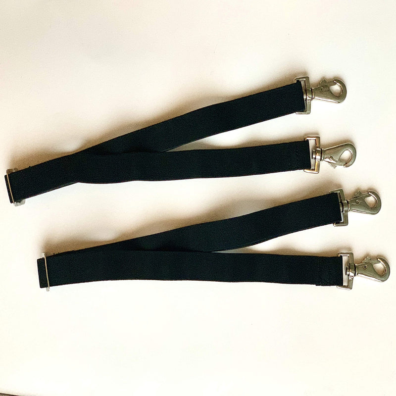 Majestic Ally Pack of 2 Adjustable Length Horse Blanket Sheet Replacement Elastic Leg Strap with Double Swivel Snaps Black - PawsPlanet Australia