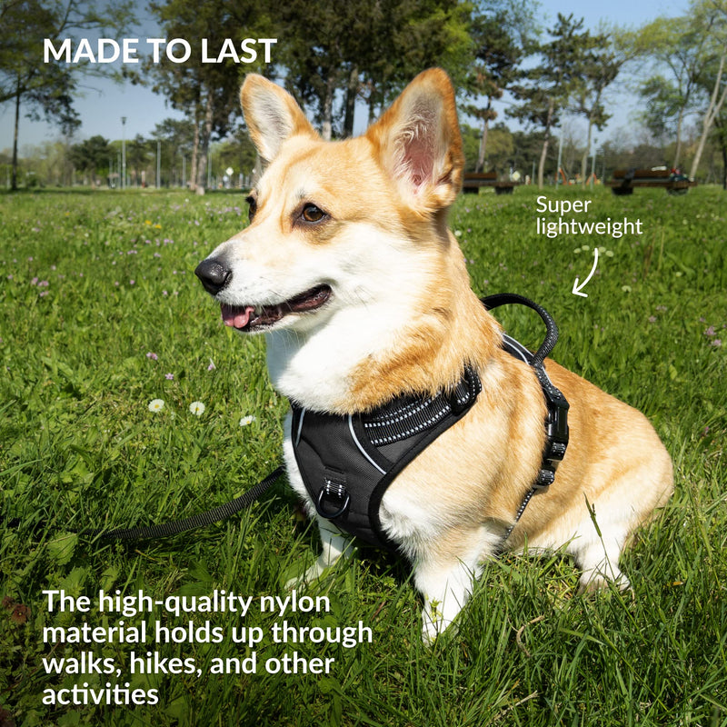 CollarDirect No Pull Reflective Dog Harness with Handle and Front Clip, Adjustible Soft Padded Vest for Small to Large Dogs Training and Walk (Size M, Black) Medium - PawsPlanet Australia