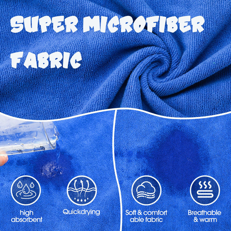 Super Absorbent Dog Bathrobe, Microfiber Bath Robe Towel for Fast Drying, Cozy Fit, Adjustable Belly Strap, Unique Dinosaur Design Dog Drying Coat for Bath, Rainy Walks & Cold Weather Blue, Green edging XX-Large - PawsPlanet Australia