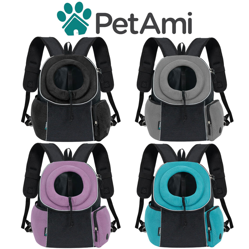 PetAmi Dog Front Carrier Backpack, Ventilated Adjustable Dog Pet Cat Chest Carrier Backpack, Dog Carrier for Hiking Camping Travel, Small Dog Puppy Medium Cat Carrying Bag, Max 14 lbs, Black Large (16.5x10x17) - PawsPlanet Australia
