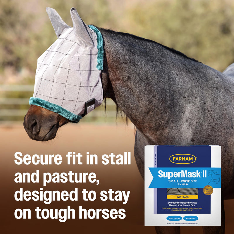 Farnam SuperMask II Classic Horse Fly Mask with Ears, Arabian size, Assorted