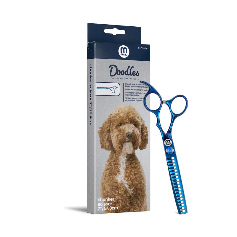 Mikki Doodle, Dog, Puppy Chunker Finishing Scissors Shears, Sharp & Durable Semi-Convex Blade, Blunted Safety Tips, Adjustable Tension Screw for Control and Precision, 17.8cm (7”) - PawsPlanet Australia