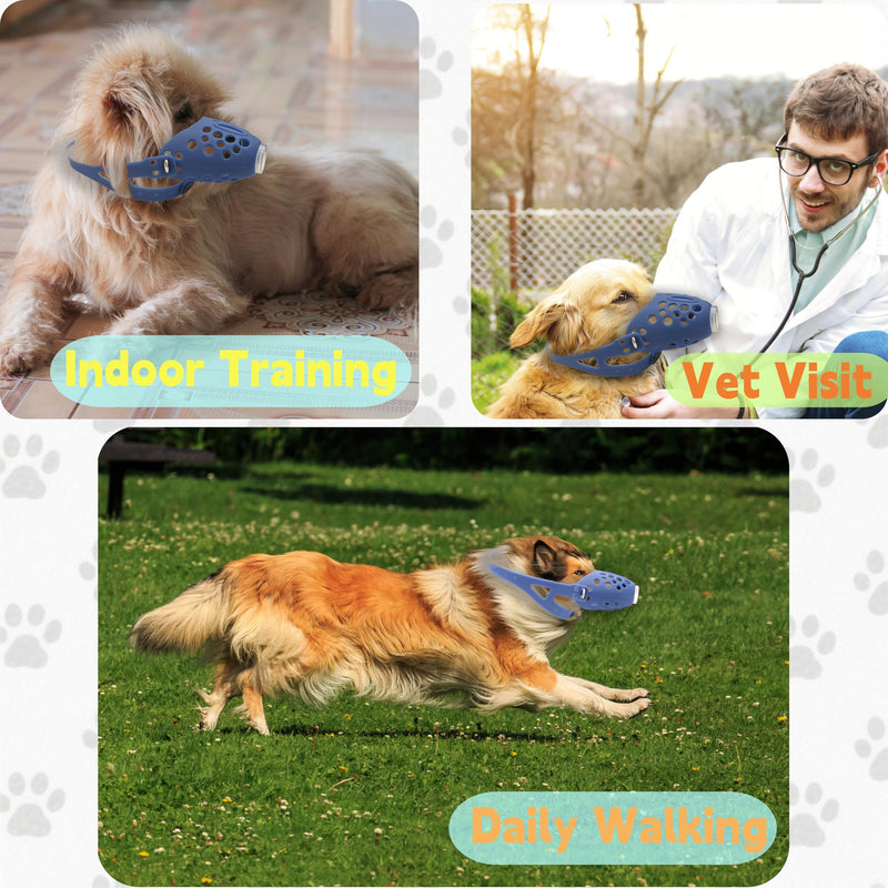 Dog Muzzle Soft Silicone Breathable: Dog Muzzles to Prevent Biting with Adjustable Strap for Walking & Grooming - Suitable for Medium-Sized Dogs 15-25 pounds Middle - PawsPlanet Australia
