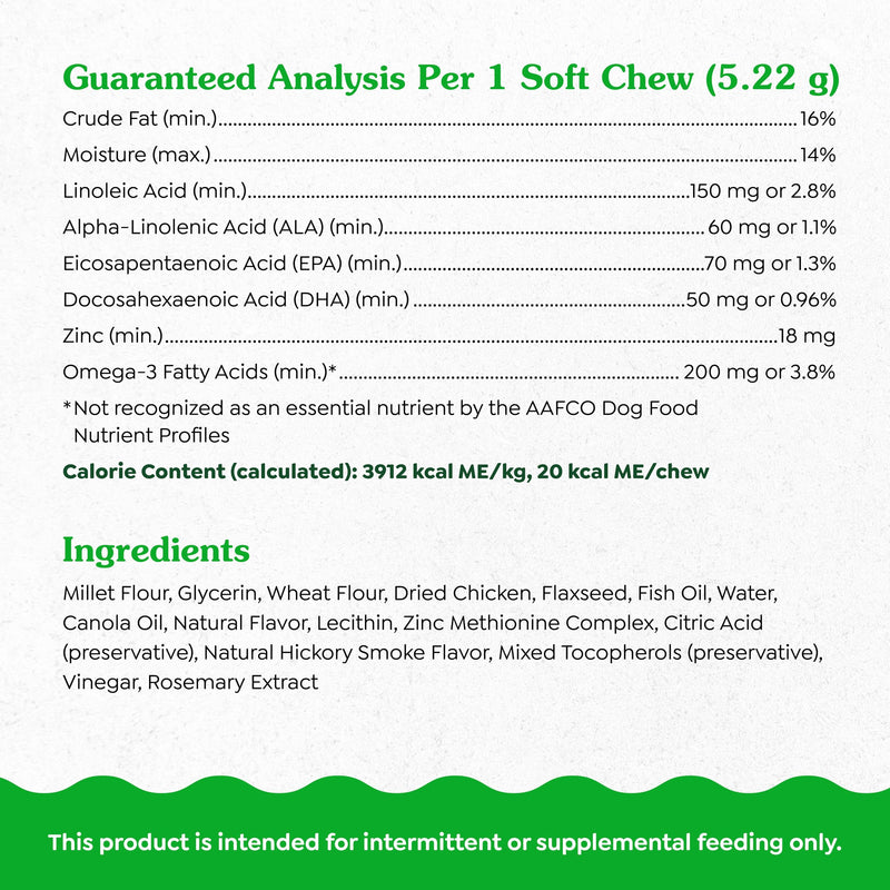 Greenies Supplements Dog Skin and Coat Supplements with Fish Oil & Omega 3 Fatty Acids, Chicken Flavor, 80 Count Soft Chews, 14.7 oz. - PawsPlanet Australia