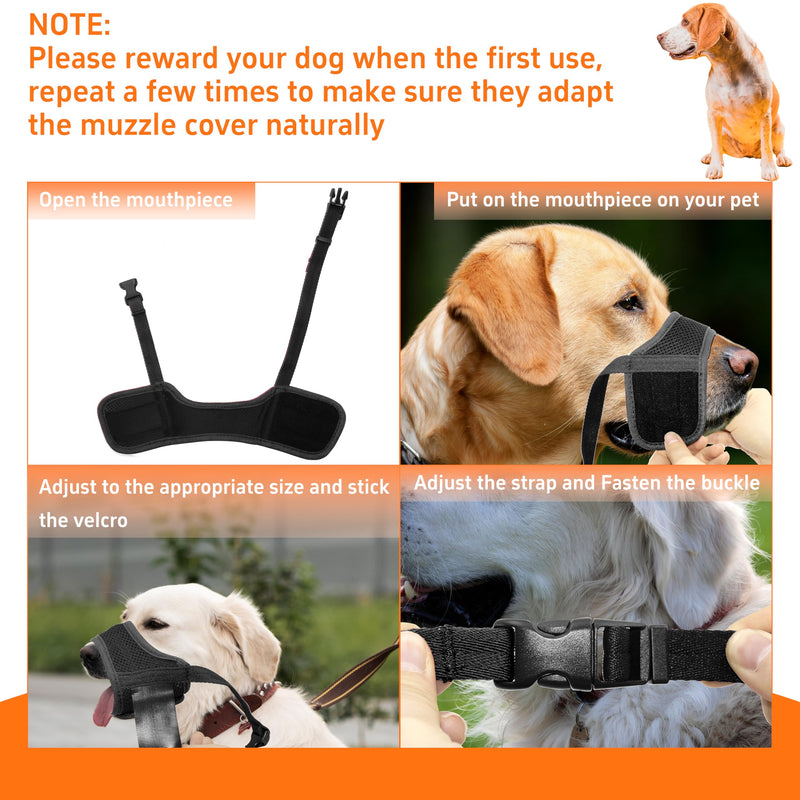 Dog Muzzle, Breathable Nylon Muzzles for Small Medium Large Dogs, Soft Air Mesh Pet Muzzles Anti Chewing Allow Eating Drinking, Adjustable Puppy Mouth Cover Prevent Biting 6 Sizes, Black, XS X-Small - PawsPlanet Australia