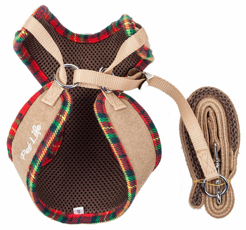 Pet Life ® Luxe Collection Dapperbone 2-in-1 Adjustable Fashion Dog Harness and Leash with Dog Bowtie by Collar - Pet Harness with Reversible Breathable Mesh and Alloy Dog Leash attachments X-small Brown - PawsPlanet Australia