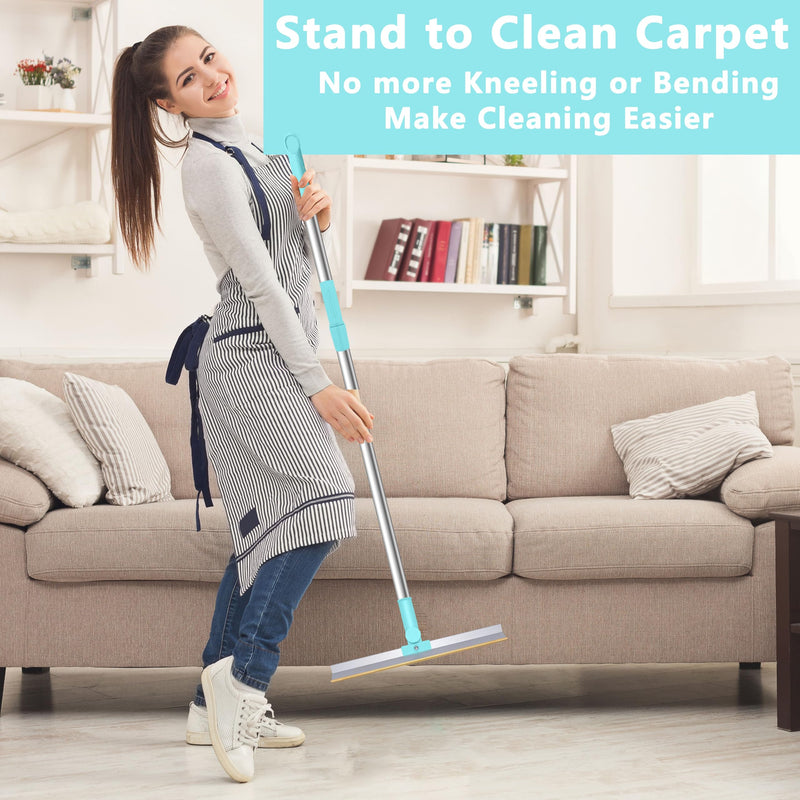 Reusable Carpet Rake for Pet Hair Removal,Long Handle Pet Hair Removal Tool,Carpet Rake Scraper, Adjustable Carpet Rake Pet Hair Remover for Couch, Rugs (Blue) Blue - PawsPlanet Australia