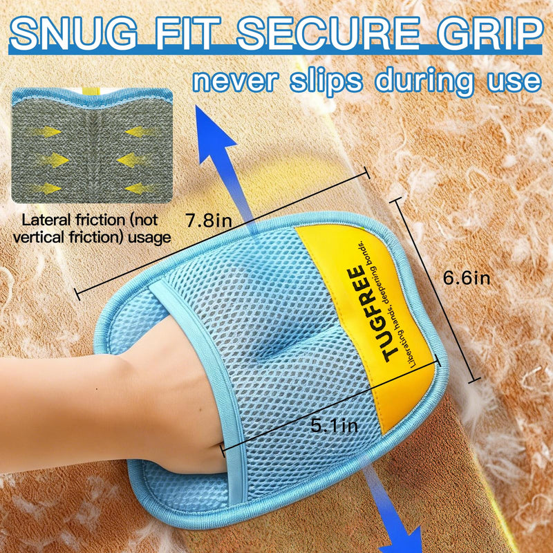 TUGFREE Pet Hair Removal Glove for Dogs & Cats, Electrostatic Magic Brush Grooming & Washable Fur Remover Mitt for Furniture Couch Carpet Clothes Car Seats, 60% More Efficient Pet Hair Remover