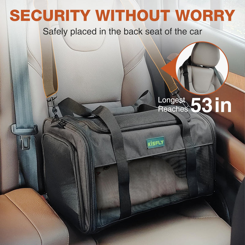 Airline Approved Cat and Small Dog Carrier 17"x11"x9.5"– Soft-Sided, Foldable Under-Seat Travel Bag for Pets up to 12 lbs, Top-Loading, Scratch-Resistant Mesh, Black 17x11x9.5 In - PawsPlanet Australia