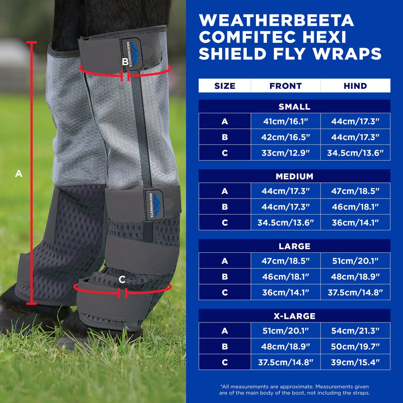WeatherBeeta ComFiTec Hexi Shield Fly Wraps, Grey/Silver, Full L