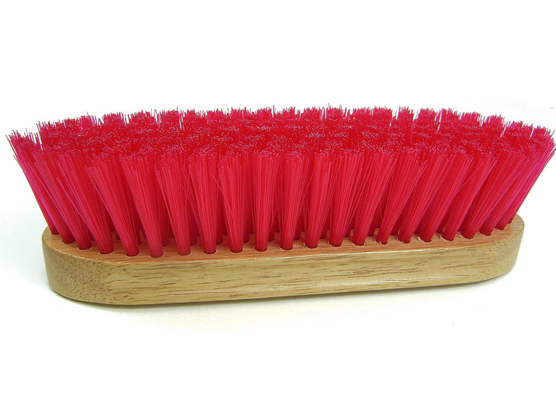 Intrepid International Bedford Horse Brush 9" - Nylon Bristles Brush with Wood Block for Horse Care and Horses Grooming Kit - Medium to Soft Bristles Red