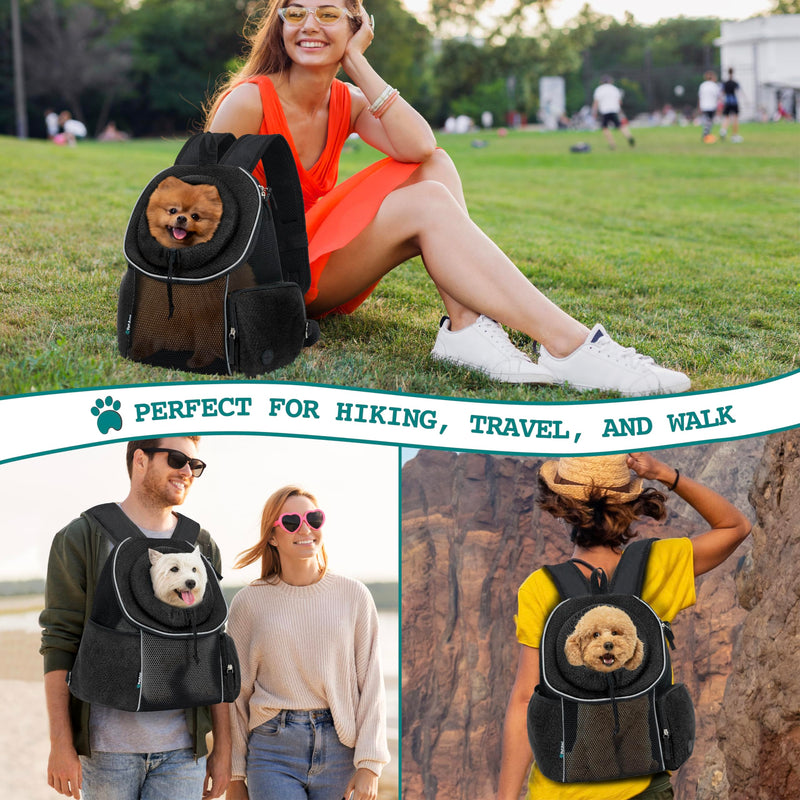PetAmi Dog Front Carrier Backpack, Ventilated Adjustable Dog Pet Cat Chest Carrier Backpack, Dog Carrier for Hiking Camping Travel, Small Dog Puppy Medium Cat Carrying Bag, Max 14 lbs, Black Large (16.5x10x17) - PawsPlanet Australia