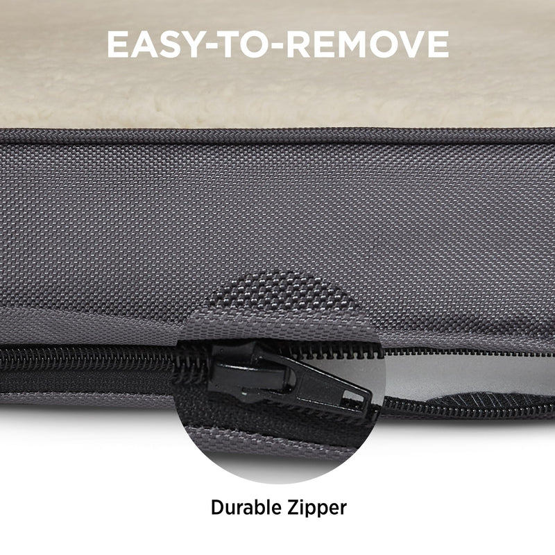 LE SURE Washable Dog Bed Cover Replacement - Large Size Plush Fleece Cover for Orthopedic Egg Crate Foam Pet Mat 36x27x3 Inches, Grey L Grey-Sherpa - PawsPlanet Australia