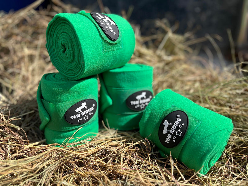 TGW RIDING Horse Polo Leg Wraps, Horse Leg Wraps, Horse Fleece Bandages,4-Pack Green - PawsPlanet Australia
