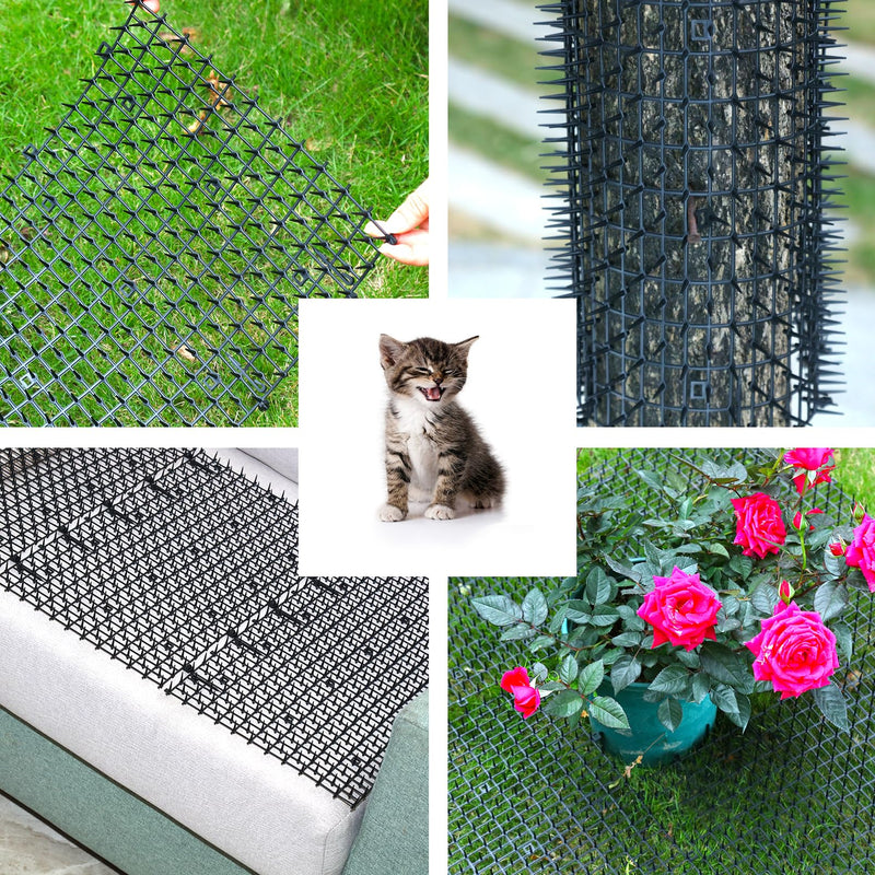 Cat Scat Mat with Spikes, Cat Repellent Mat Anti Cat Prickle Strips Network Digging Stopper Outdoor PP Plastic Cat Spike Mat（Black/Coffee Black 6.5ft(200cm*33cm) - PawsPlanet Australia