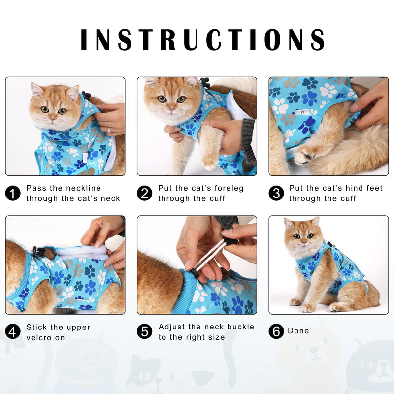 Cat Recovery Suit: Soft Pink Post-Surgery Suit for Cats with Paw Print Design - Elastic, Breathable & Washable Recovery Suit for Spay or Healing After Surgery - Great Alternative to The Cone of Shame Medium Pink Paw Print - PawsPlanet Australia
