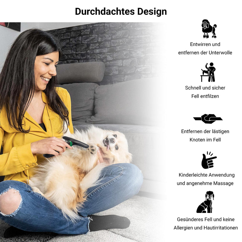 Set of 2 with Various Undercoat Brush/Undercoat Brush and Curry Comb, Long Hair Short Hair Undercoat Brushes, Pet Hair Remover, Dog Comb, Cat Comb, Cat Brush, Dog Brush 2er Set mit Fellkamm und Entfilzungsstriegel - PawsPlanet Australia