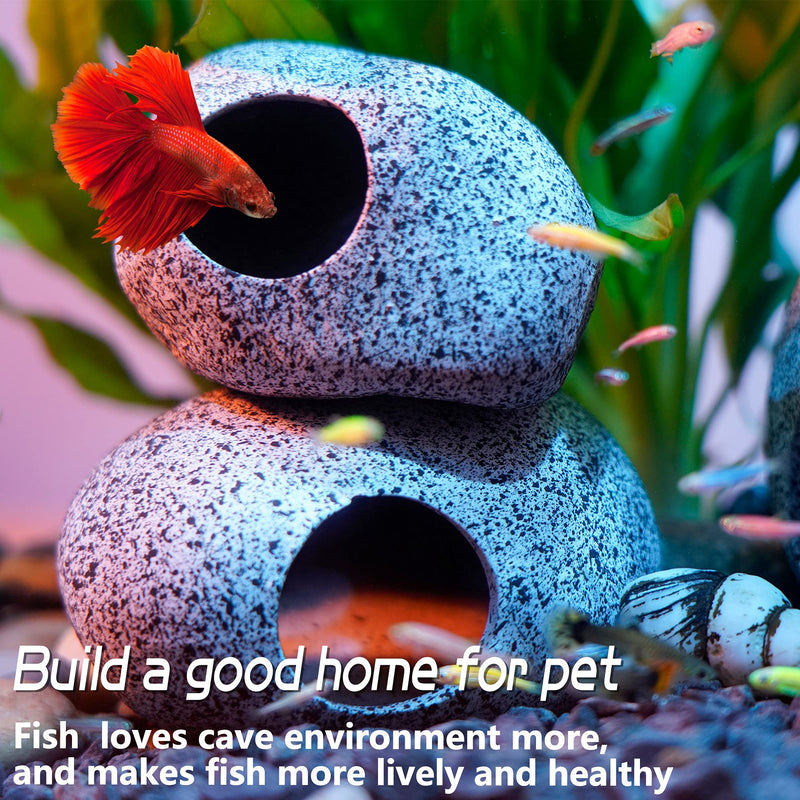 Ameliade Aquarium Decorations Cave Betta Fish Tank Accessories Rock Cave Decor for Shrimp Cichlid Hiding Breeding Small Fish Bowl Hide Decoration Betta Toys Hideout Stones House（Medium） .Medium - PawsPlanet Australia