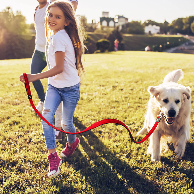 Kruz Premier 5ft Dog Mesh Leash - KZA1160-14S - Lightweight, Breathable, Comfort Puffy Mesh Leash - Secure Dual-Layered Tangle-Free Mesh Lead for Dog Walking, Running, Training - Red - 3/4" x 5 FT Medium: 3/4" x 5 FT - PawsPlanet Australia