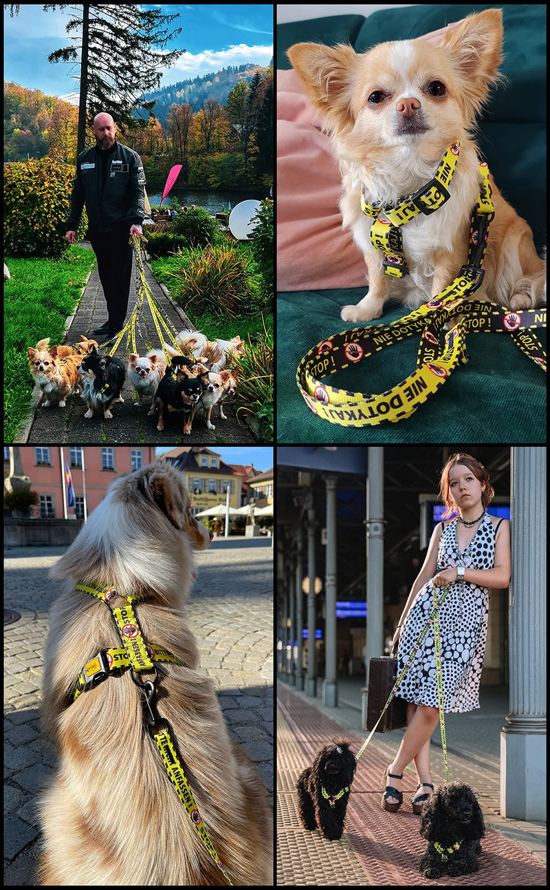 Dingo DO NOT PET Material Leash Adjustable Safe Control Caring for Special Dog Needs Black/Yellow Size L 15364 YELLOW - PawsPlanet Australia