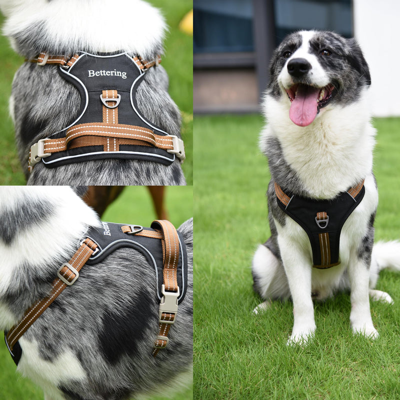 No Pull Reflective Black Dog Harness with Easy Control Handle, Soft Padded Mesh Liner, Adjustable Dog Vest Harness for Large Medium Small Dogs (Black, M) - PawsPlanet Australia