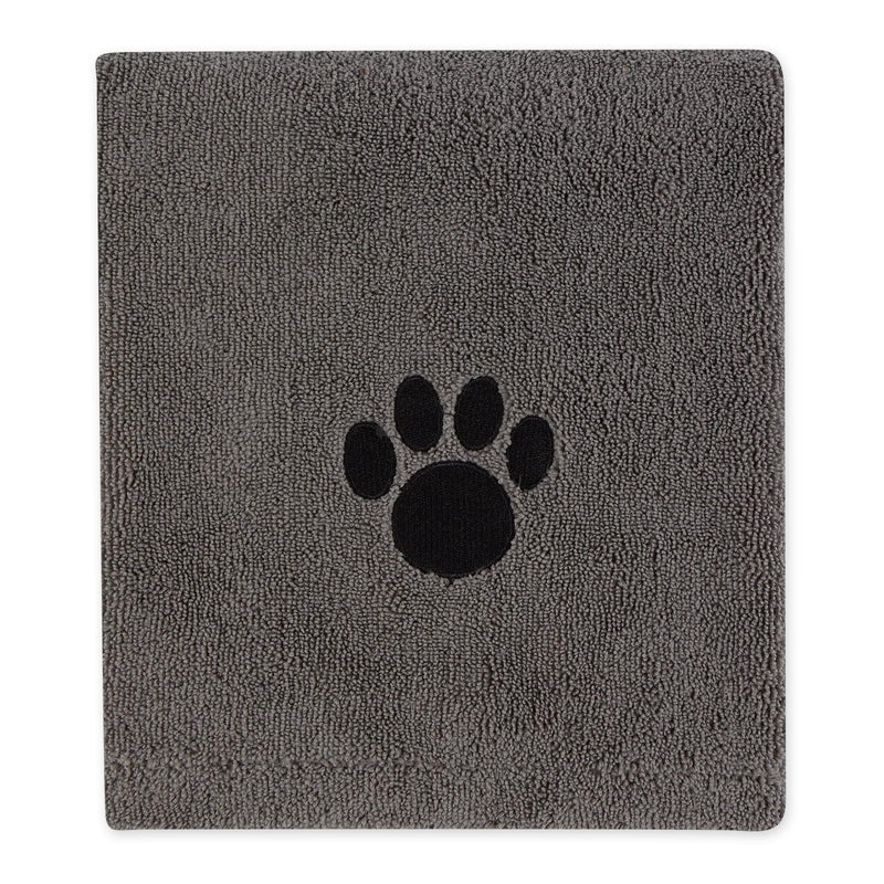 Bone Dry Pet Grooming Towel Collection Absorbent Microfiber X-Large, 41x23.5", Embroidered Gray - PawsPlanet Australia