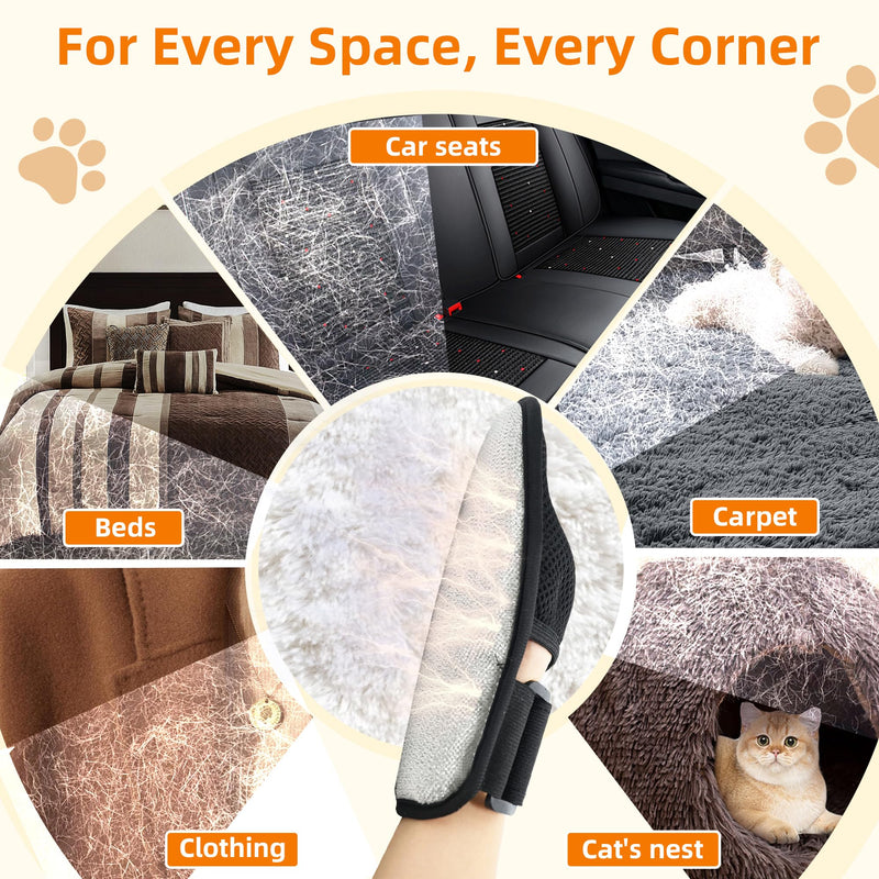 Pet Hair Removal Glove for Cats & Dogs, Patented Adjustable Strap, Reusable Five-Finger Grooming Glove with Secure Non-Slip Fit for Couch, Carpet, Clothing & Car Seat Yellow 1 Pcs - PawsPlanet Australia