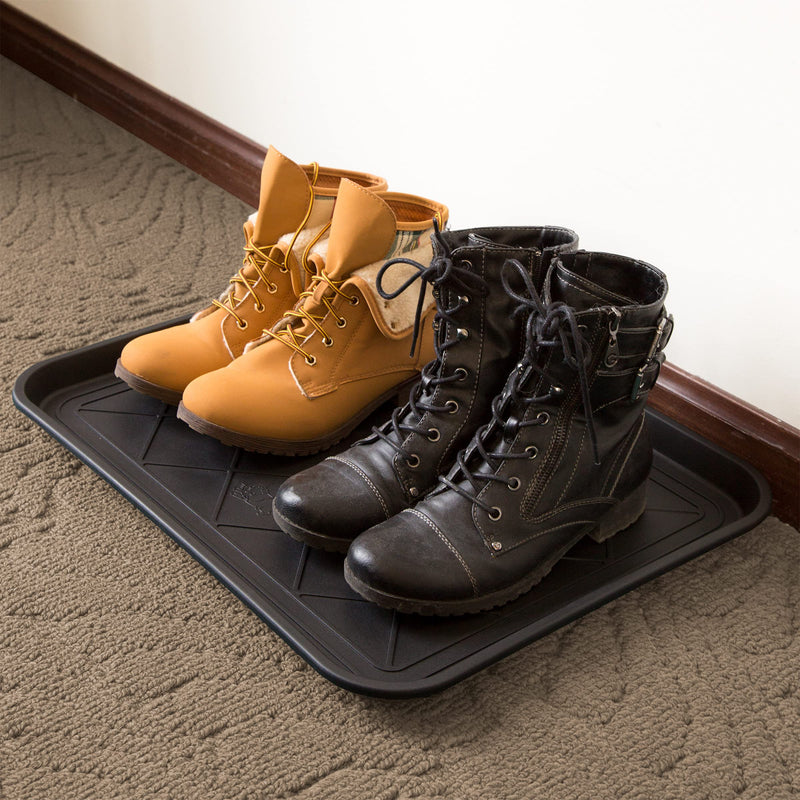 All-Weather Boot Tray - Water-Resistant Plastic Mud Pan, Pet Food Tray, and Outdoor or Indoor Shoe Mat for Entryway by Stalwart (Black) 1 - PawsPlanet Australia