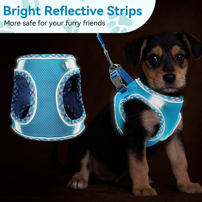 Pink XS No Pull Adjustable Reflective Breathable Mesh Step-in Harness & Leash Set for Extra Small/Small Medium Dogs & Cats - Easy Walk, Outdoor Hiking & Training Pink XS (neck: 11.8"-13.7", chest: 13.3"-15.7") - PawsPlanet Australia