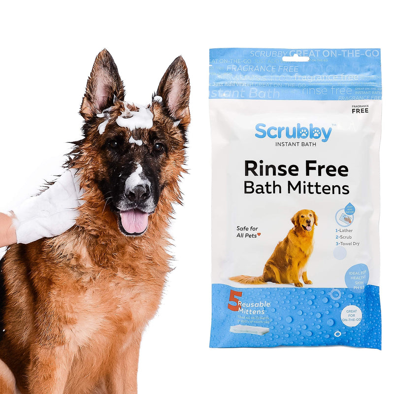 ScrubbyPet No Rinse Pet Wipes- Use Pet Bathing, Pet Grooming Pet Washing, Simple to Use,Just Lather, Wipe, Dry. Excellent Sensitive Skin. The Ideal Pet Wipes Bathing Your Pet Dog Cat. 5 - Count Mittens - PawsPlanet Australia