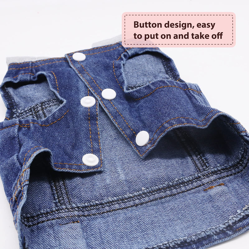 SILD Pet Clothes Dog Jeans Jacket Cool Blue Denim Coat Small Medium Dogs Lapel Vests Classic Hoodies Puppy Blue Vintage Washed Clothes (Grey,L) L Grey - PawsPlanet Australia