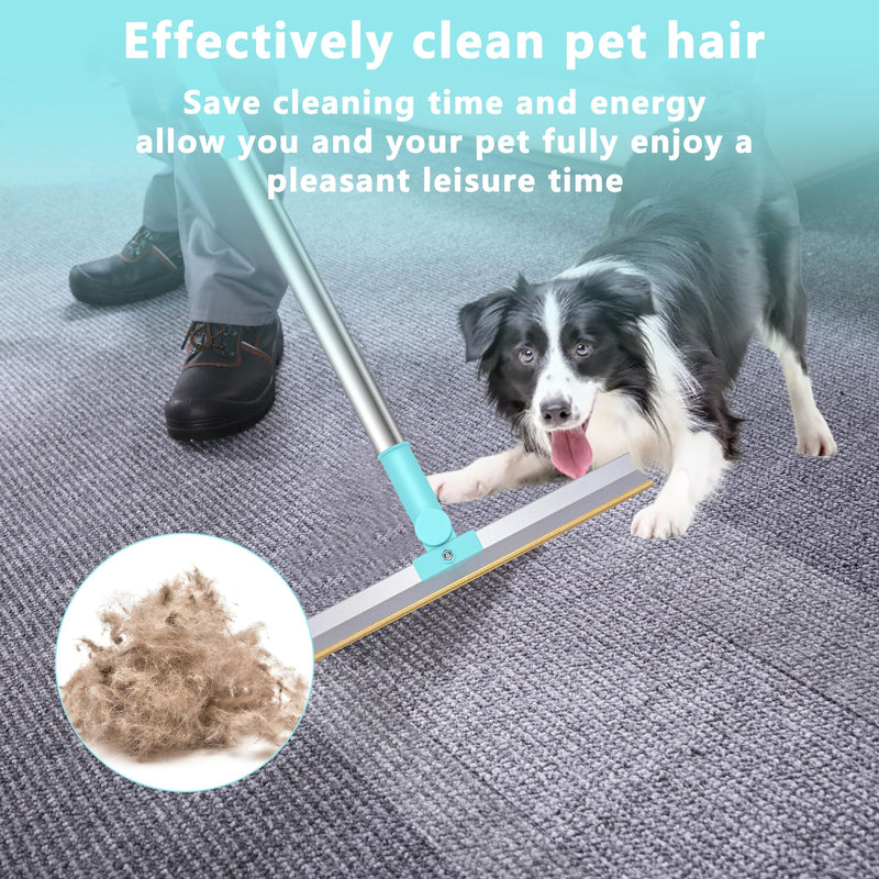 Reusable Carpet Rake for Pet Hair Removal,Long Handle Pet Hair Removal Tool,Carpet Rake Scraper, Adjustable Carpet Rake Pet Hair Remover for Couch, Rugs (Blue) Blue - PawsPlanet Australia