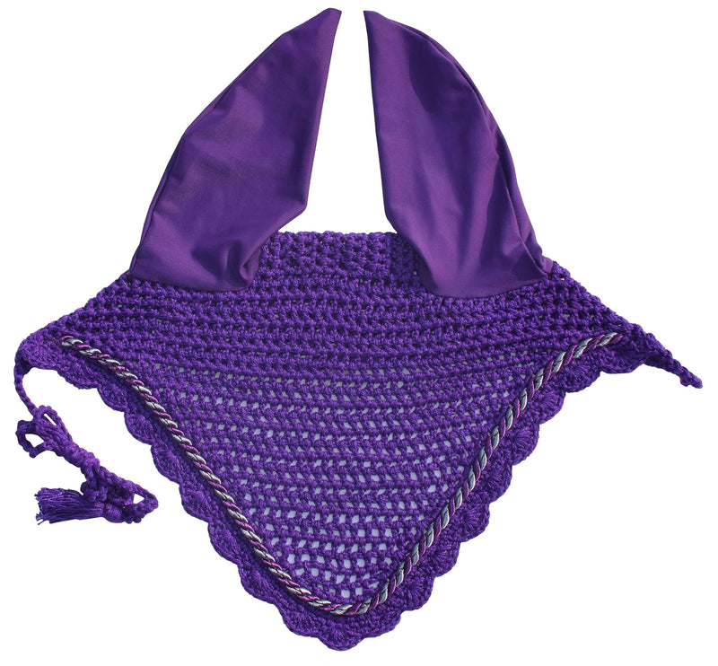 Elegant Horse Ear Bonnet, Fly Veil & Fly Mask – Superior Fly Protection with Style and Comfort for Every Ride (Purple, Pony)