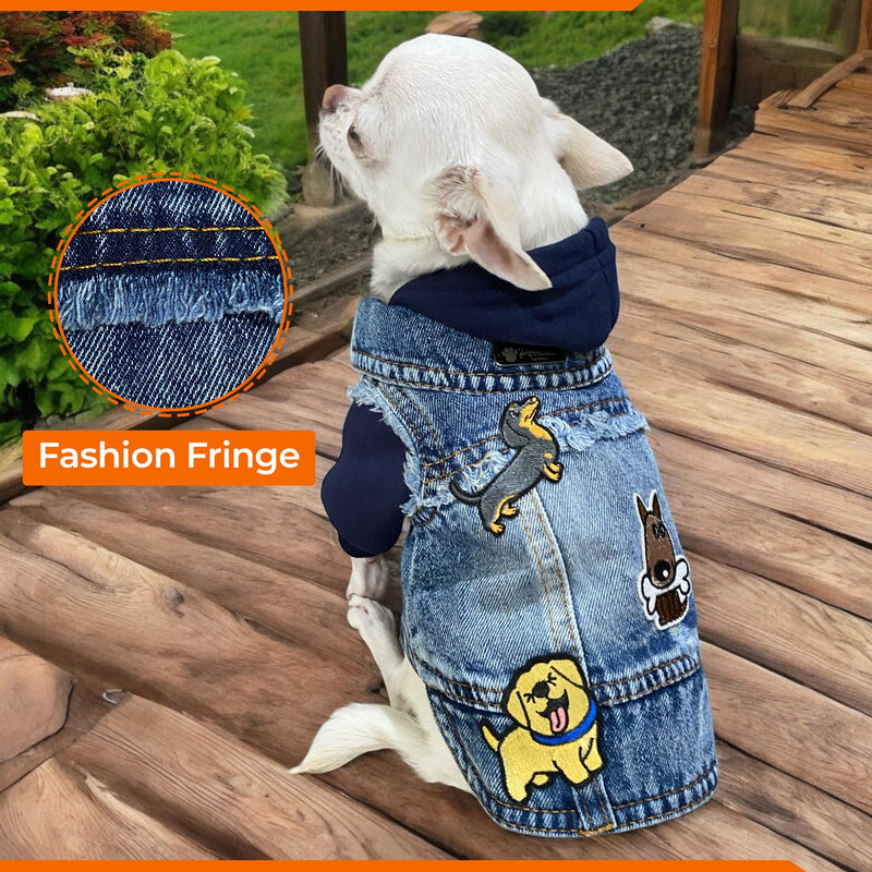 Dog Jean Jacket - Cute Dog Outfits for Small & Medium Pets - Light & Breathable Denim Vest - Stylish Denim Cat Jacket Unique Designs - Easy to Wear & Take Off-Cool Puppy Clothes (X-Small) X-Small - PawsPlanet Australia
