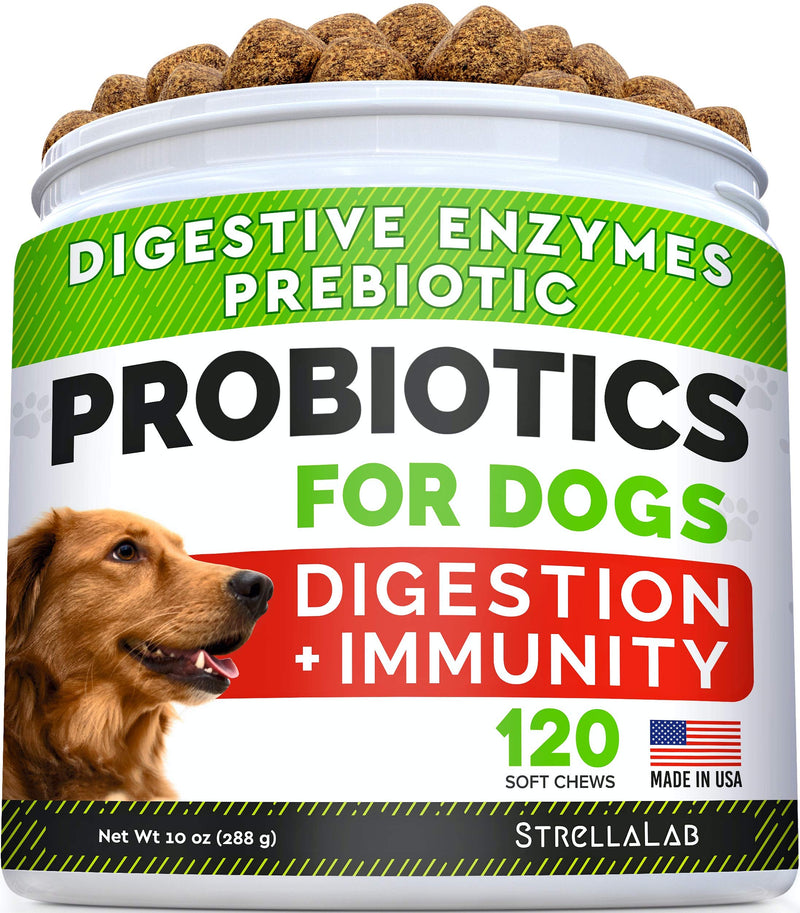 STRELLALAB Probiotic Supplements for Dogs - Formulated for Picky Eaters - Enzymes + Prebiotics - Chewable Fiber Supplement - Chicken -100ct - PawsPlanet Australia