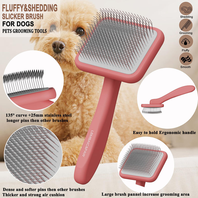 LBMBAIC Doodle Slicker Bursh With 25mm Long Soft Pin for Thick and Long Fur Medium and Large Size Dogs with 7.5INCHES Metal Grooming Comb for Dogs and Cats. - PawsPlanet Australia