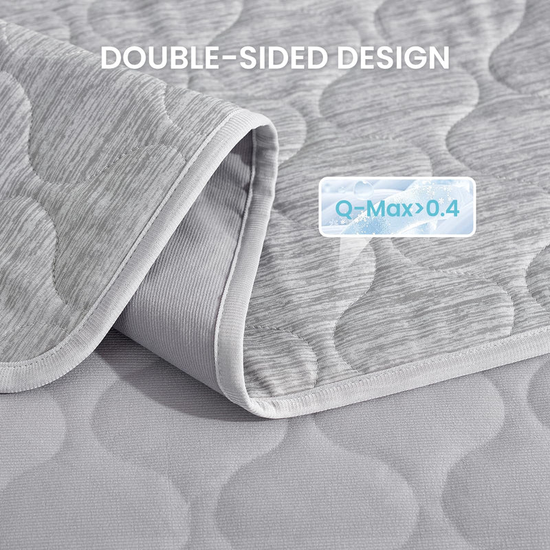 Cozy Bliss Leakproof Cooling Blanket for Small Dogs, Q-Max>0.4, Durable & Washable Dog Cooling Mat for Hot Weather, Soft Pet Throw & Couch Protector for Puppies & Cats, 25x35 Inch, Heather Silver Grey S (25''x35'') - PawsPlanet Australia