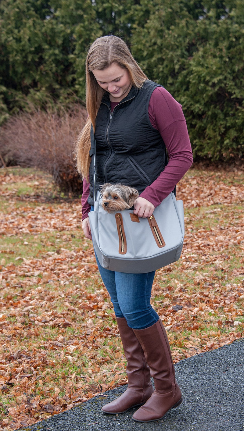 Pet Gear Tote/Sling Carrier for Cats/Dogs, Storage Pocket, Removable Washable Liner, Zippered Top and Mesh Windows, 2 Models, 6 Colors Sling NEW Fog - PawsPlanet Australia