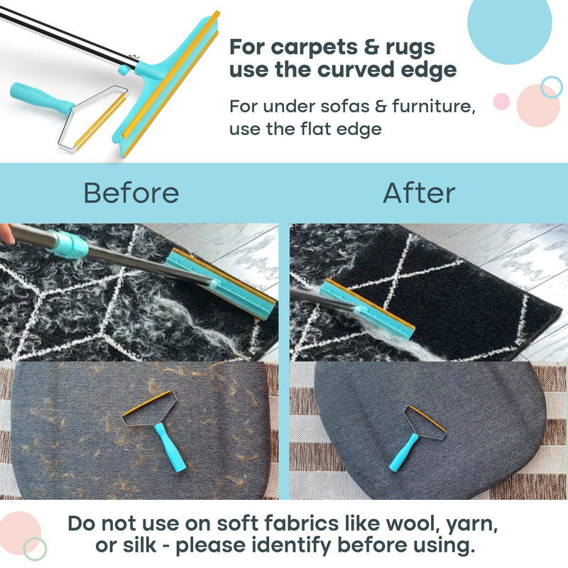 Uproot Cleaner Pro Pet Hair Remover Bundle - Including Xtra Carpet Rake for Pet Hair Removal Tool - Scrape Easy The Cat & Dog Fur from Your Carpet, Rugs, Cat Bed, Car Trunk & More Xtra + Pro - PawsPlanet Australia