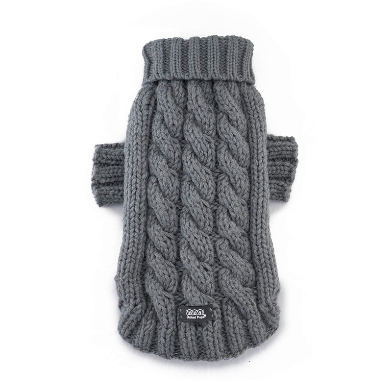 United Pups Soft Warm Knitted Winter Doggie Sweater with Scarf for Small Medium Puppy Dogs (Modern Pups Gray, Extra Large) Modern Pups Gray - PawsPlanet Australia