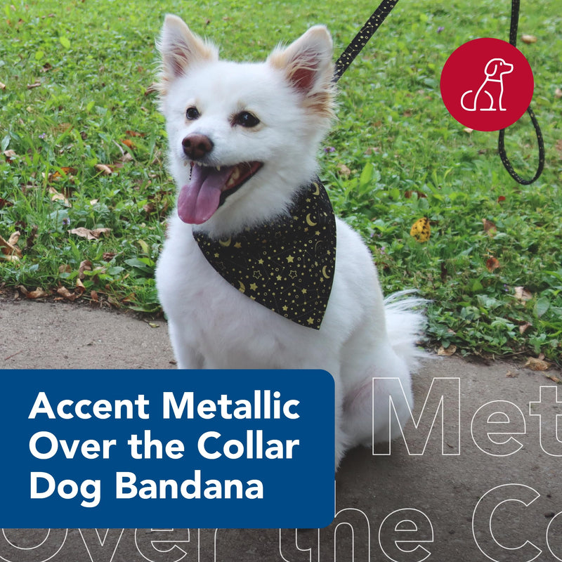 Coastal Pet Accent Metallic Over The Collar Dog Bandana - Fashionable Dog Style - Comfortable Fit - Over-The-Collar Fit with Metallic Sparkle - Bright Black Galaxy, 7" x 10" - PawsPlanet Australia